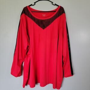 Catherines Fuchsia Pink Top Blouse Womens 5X Athleisure Dopamine Casual Sporty